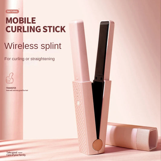 Portable Wireless Hair Straightener and Curling Tool with Inner Buckle for Bangs Styling